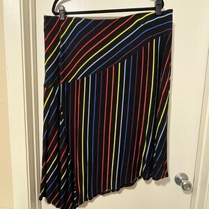Lane Bryant Black Rainbow Stripe Asymmetrical Women's Skirt